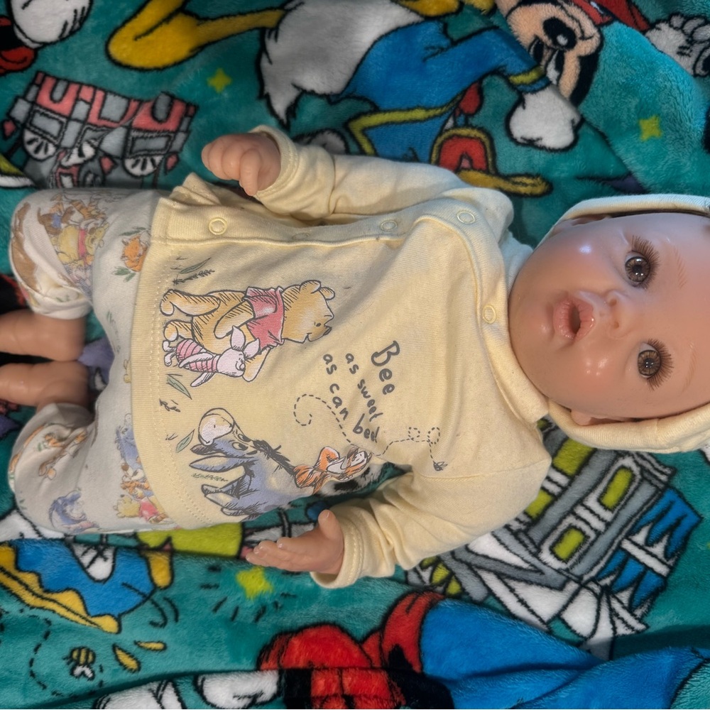 Reborn doll newborn preemie in disney winnie the pooh outfit silicone face limbs